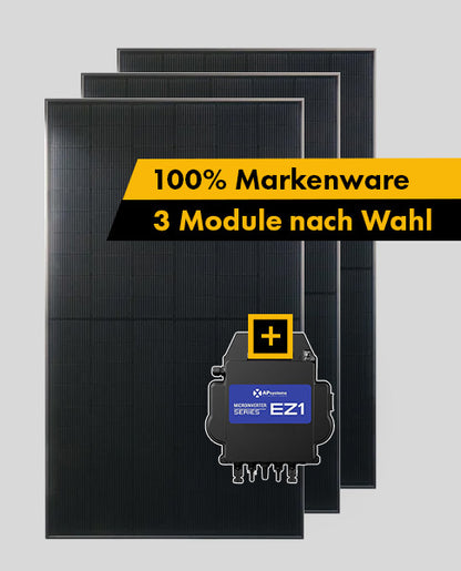 Balkonkraftwerk mit 3 Solarmodulen und APsystems EZ1-M Wechselrichter